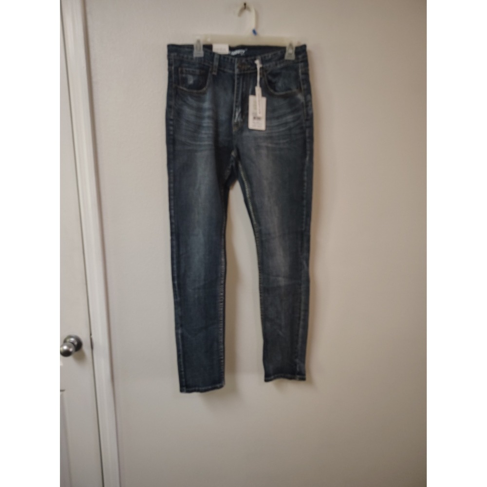 M.SOCIETY Mens Skinny Fit Jeans Blue Black Denim MS-13194 32x32 NWT‎
